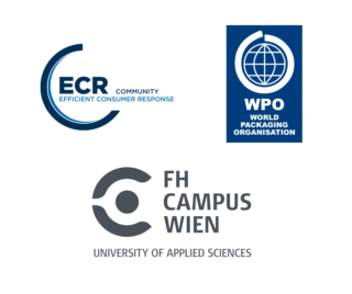Logos von ECR-Community, WPO und der FH Campus Wien
